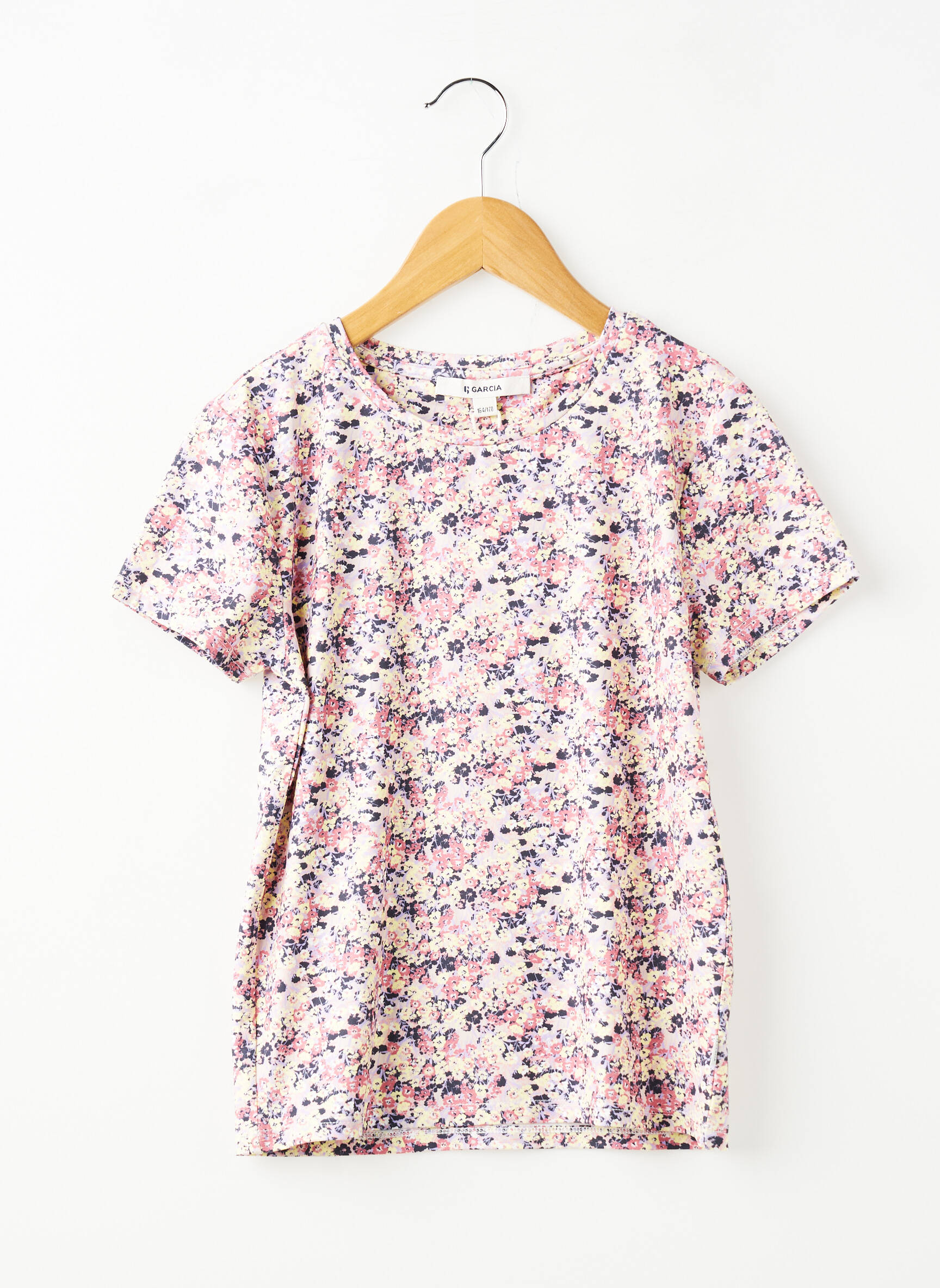 Tricou croială cambrată mâneci scurte roz GARCIA fată