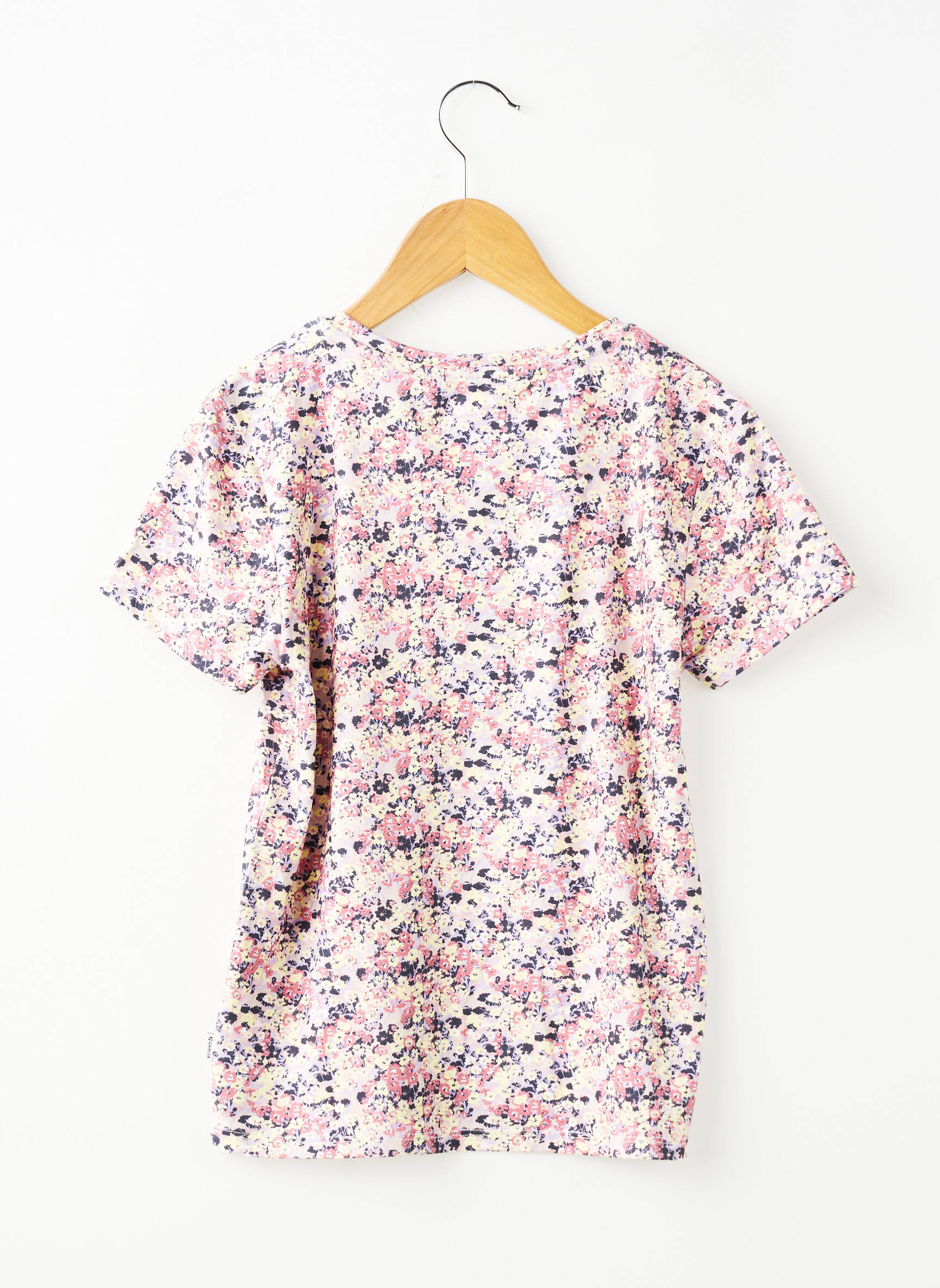 Tricou croială cambrată mâneci scurte roz GARCIA fată