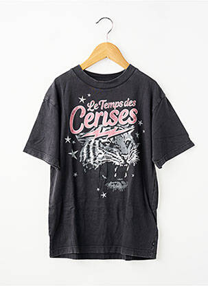 Tricou croială dreaptă mâneci scurte negru LE TEMPS DES CERISES fată