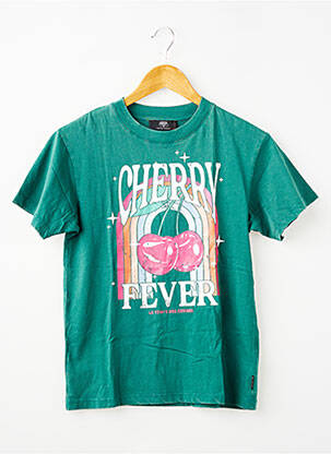 Tricou croială dreaptă mâneci scurte verde LE TEMPS DES CERISES fată