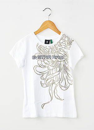 Tricou croială dreaptă mâneci scurte alb G STAR fată