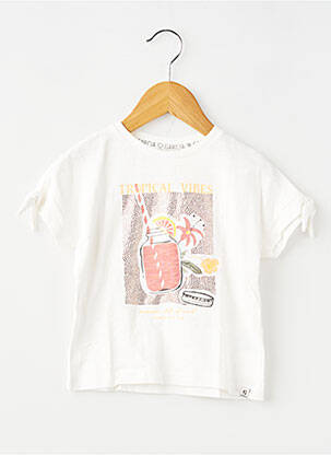 Tricou croială dreaptă mâneci scurte alb GARCIA fată