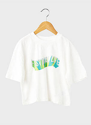 Tricou croială dreaptă mâneci scurte alb GEISHA fată