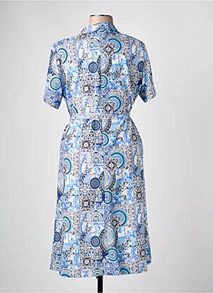 Rochie midi imprimeu fantezie mâneci scurte albastru GRIFFON femeie