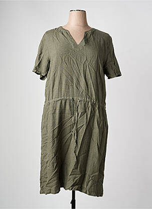 Rochie midi țesătură crep mâneci scurte verde ARMOR LUX femeie