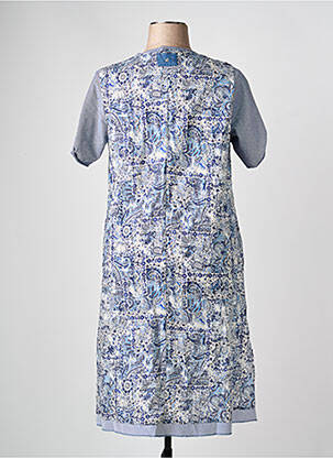 Rochie midi imprimeu floral mâneci scurte albastru FRANCK ANNA femeie