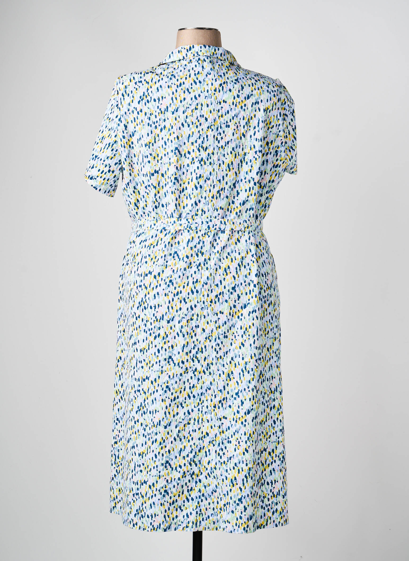 Rochie midi imprimeu fantezie mâneci scurte albastru GRIFFON femeie