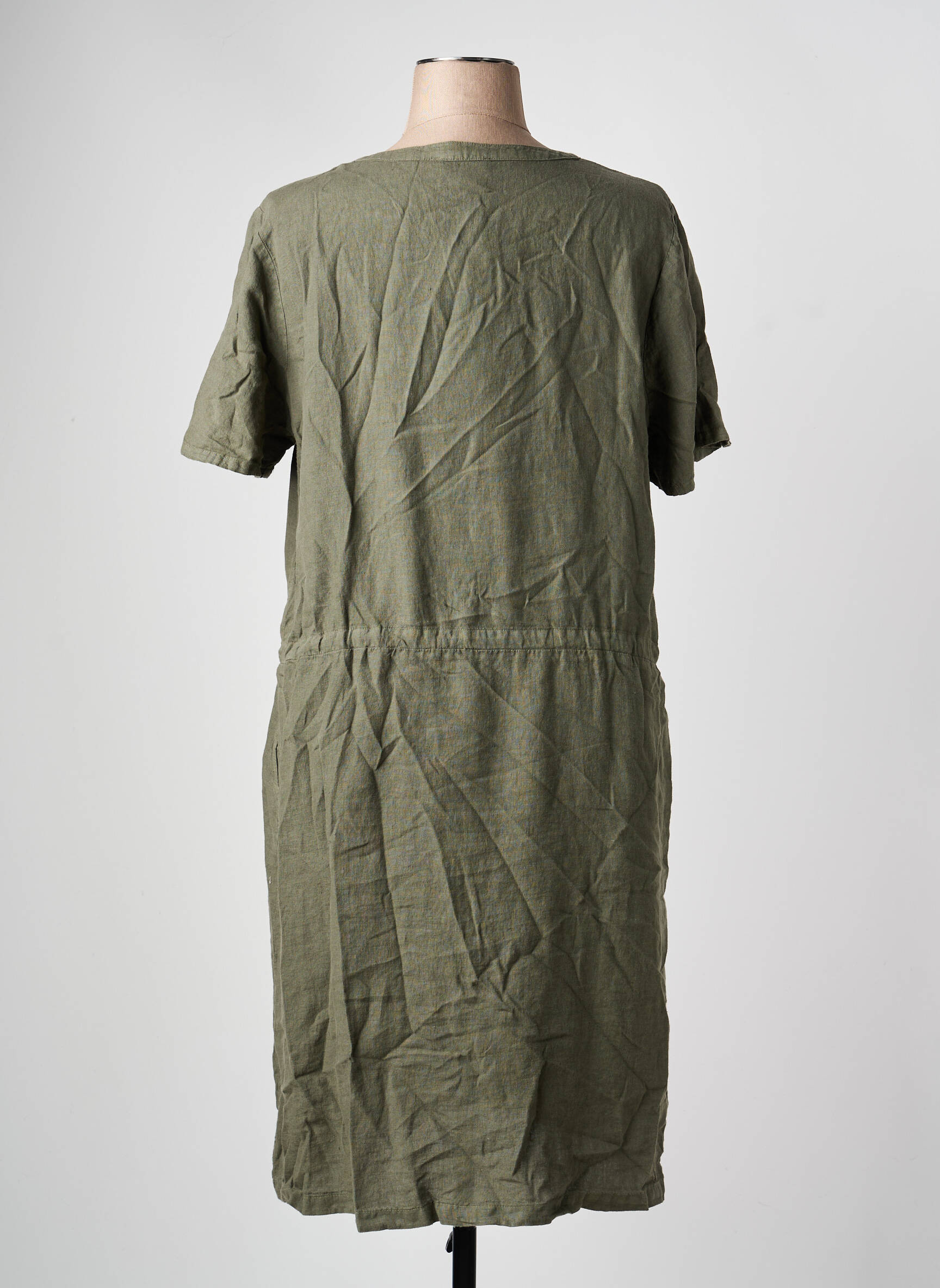 Rochie midi țesătură crep mâneci scurte verde ARMOR LUX femeie