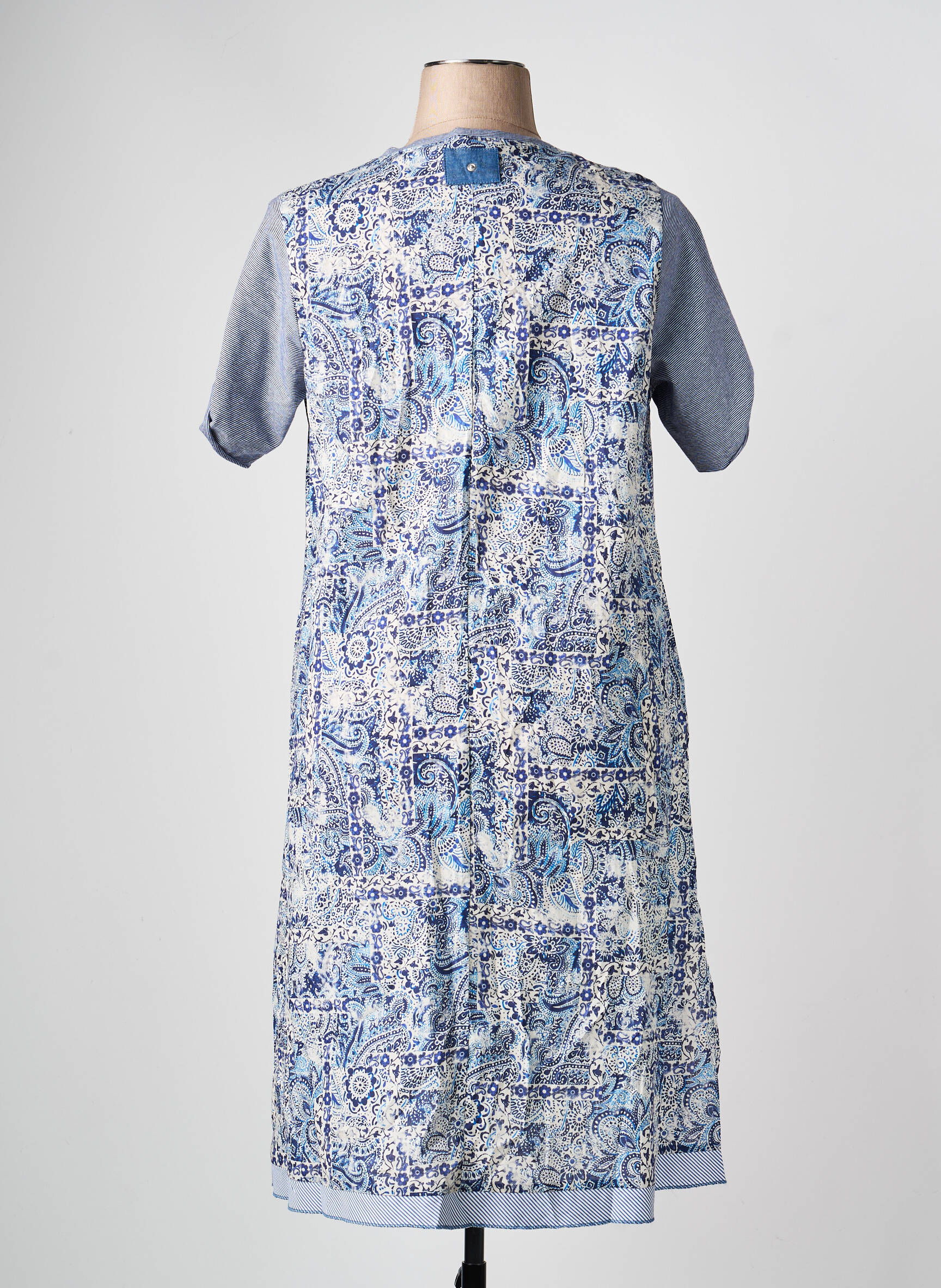 Rochie midi imprimeu floral mâneci scurte albastru FRANCK ANNA femeie