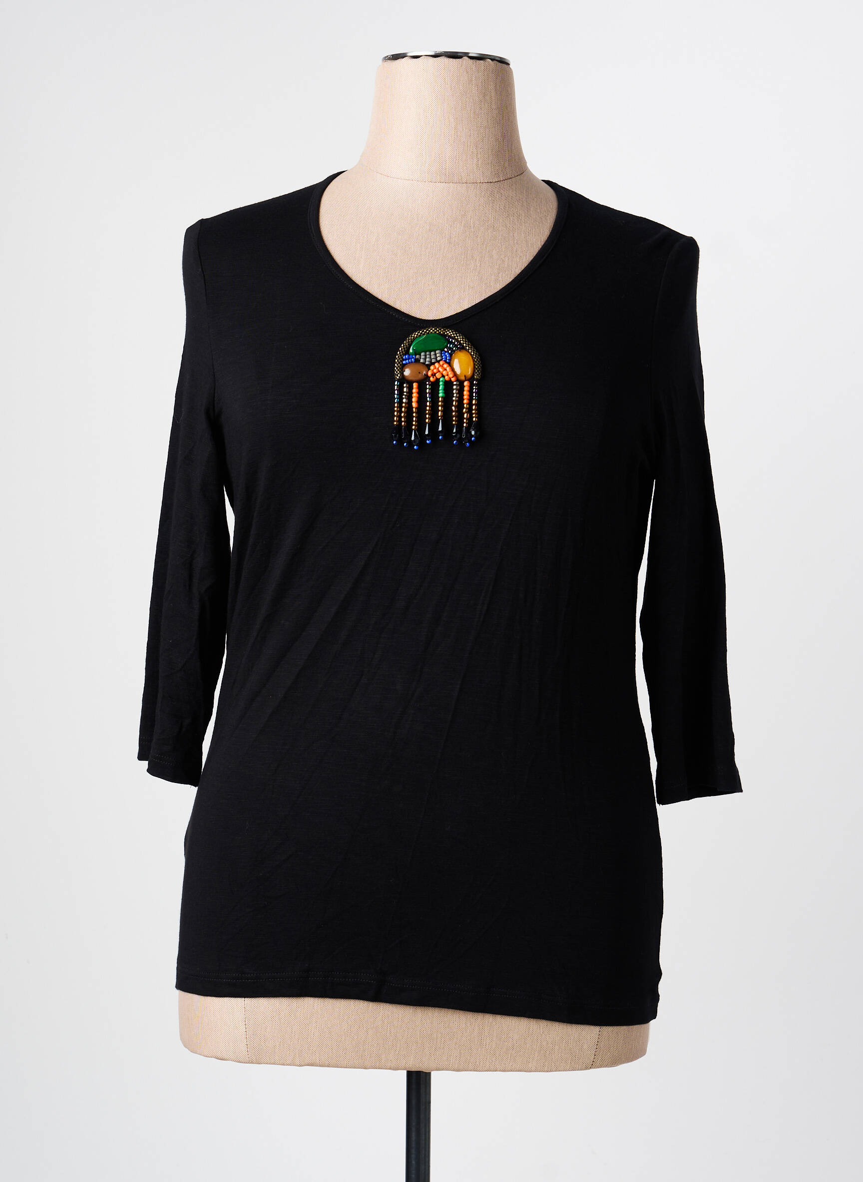 Tricou mâneci 3/4 mâneci 3/4 negru PAUSE CAFE femeie