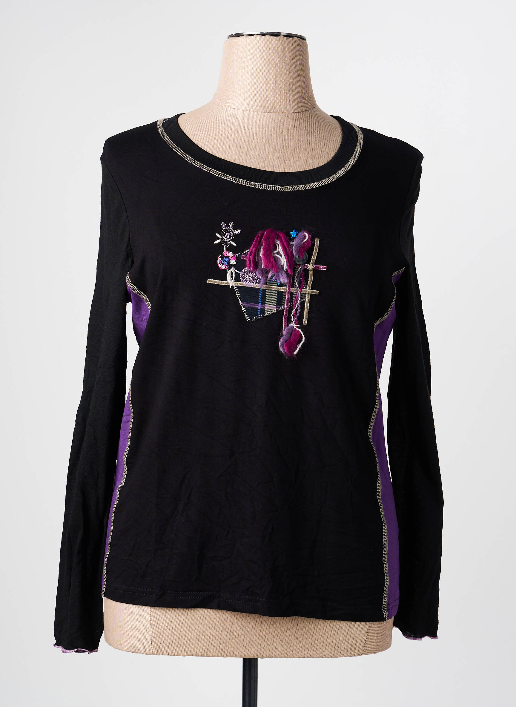 Tricou mâneci lungi mâneci lungi negru PAUSE CAFE femeie