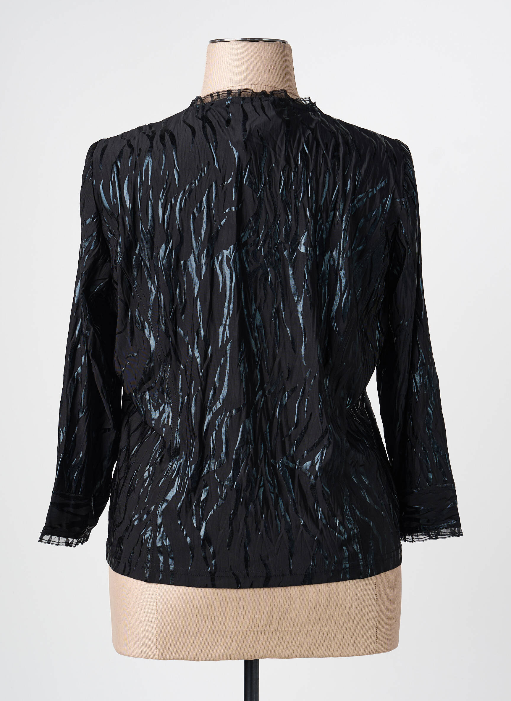Top elasticitate mâneci 3/4 negru PAUPORTÉ femeie