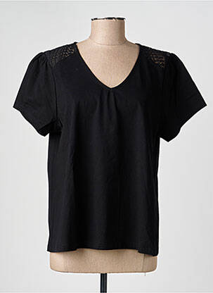 Tricou guler în v mâneci scurte negru MCM femeie
