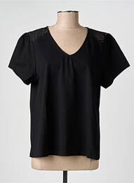 Tricou guler în v mâneci scurte negru MCM femeie