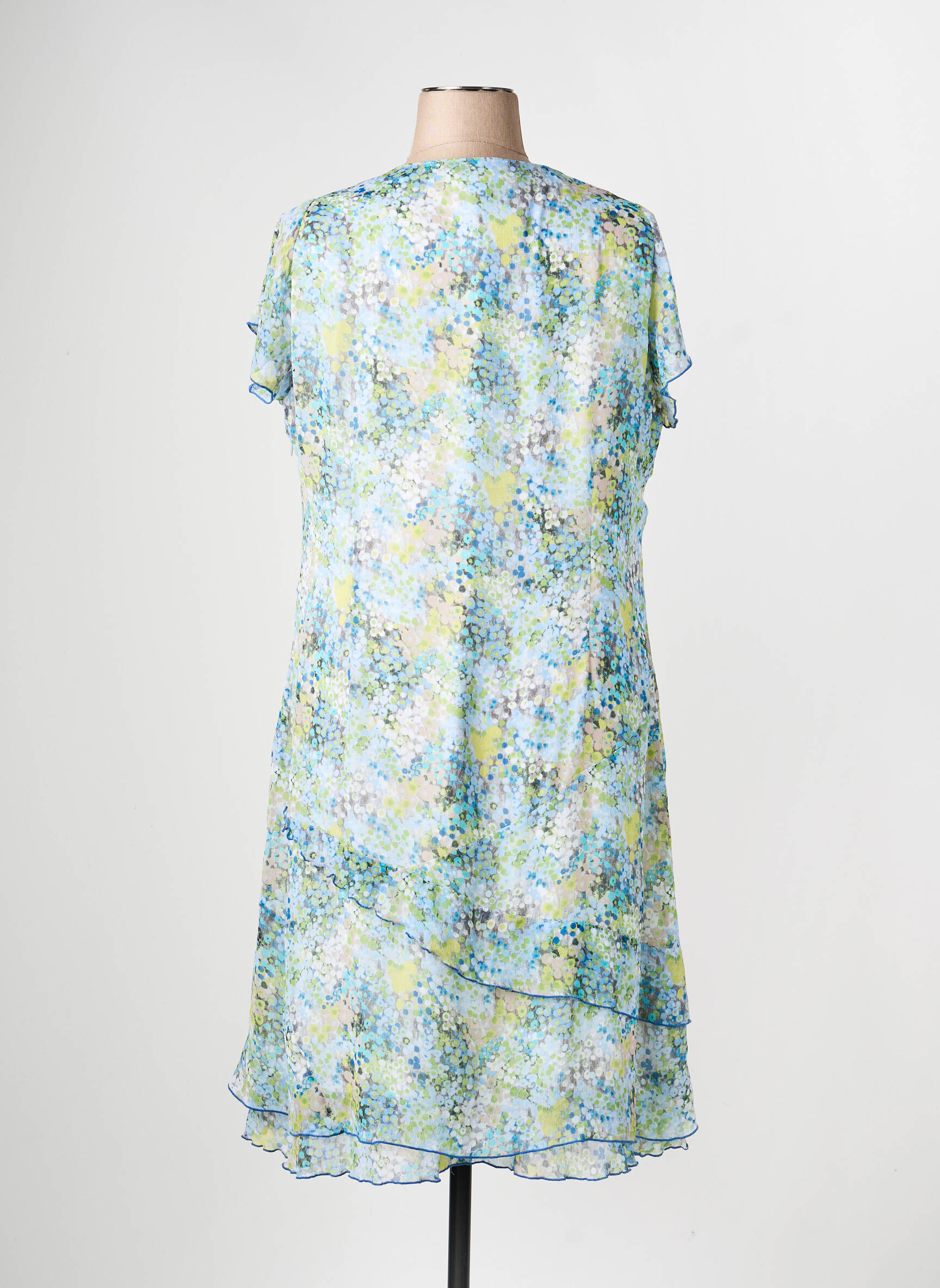 Rochie midi croială fluidă mâneci scurte albastru JEAN GABRIEL femeie