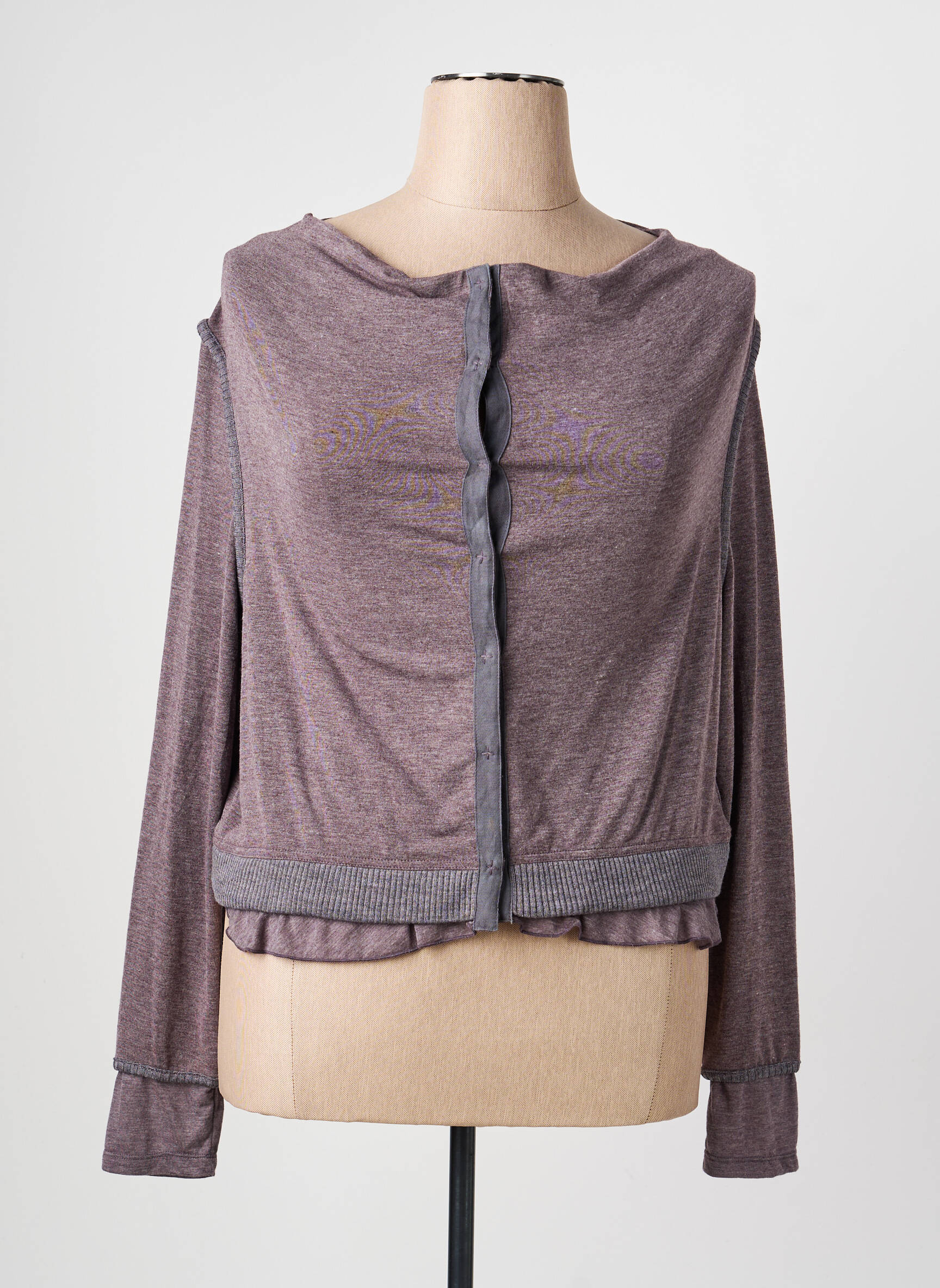 Top elasticitate mâneci lungi violet FILLE DES SABLES femeie