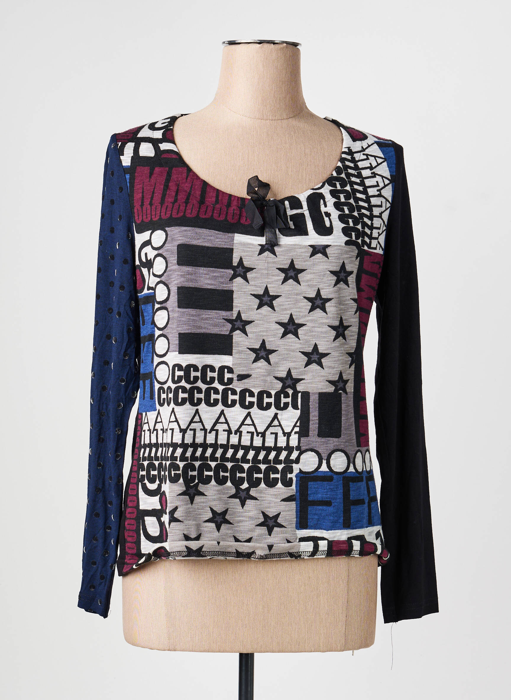 Top elasticitate mâneci lungi negru UN POINT C EST TOUT femeie