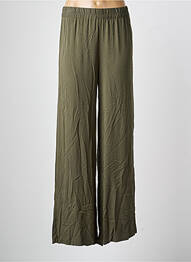 Pantalon larg țesătură poplin mărime normală verde SEMIOLOGY femeie