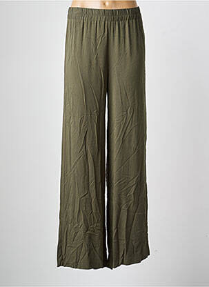 Pantalon larg țesătură poplin mărime normală verde SEMIOLOGY femeie