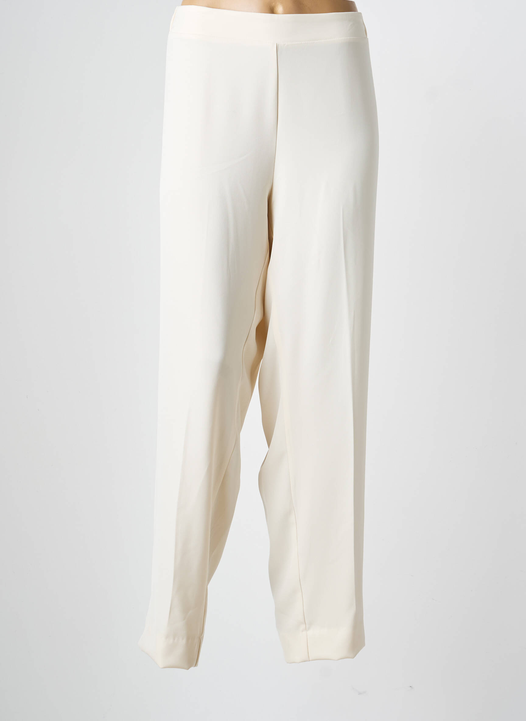 Pantalon drept țesătură crep mărime normală bej MAT. femeie