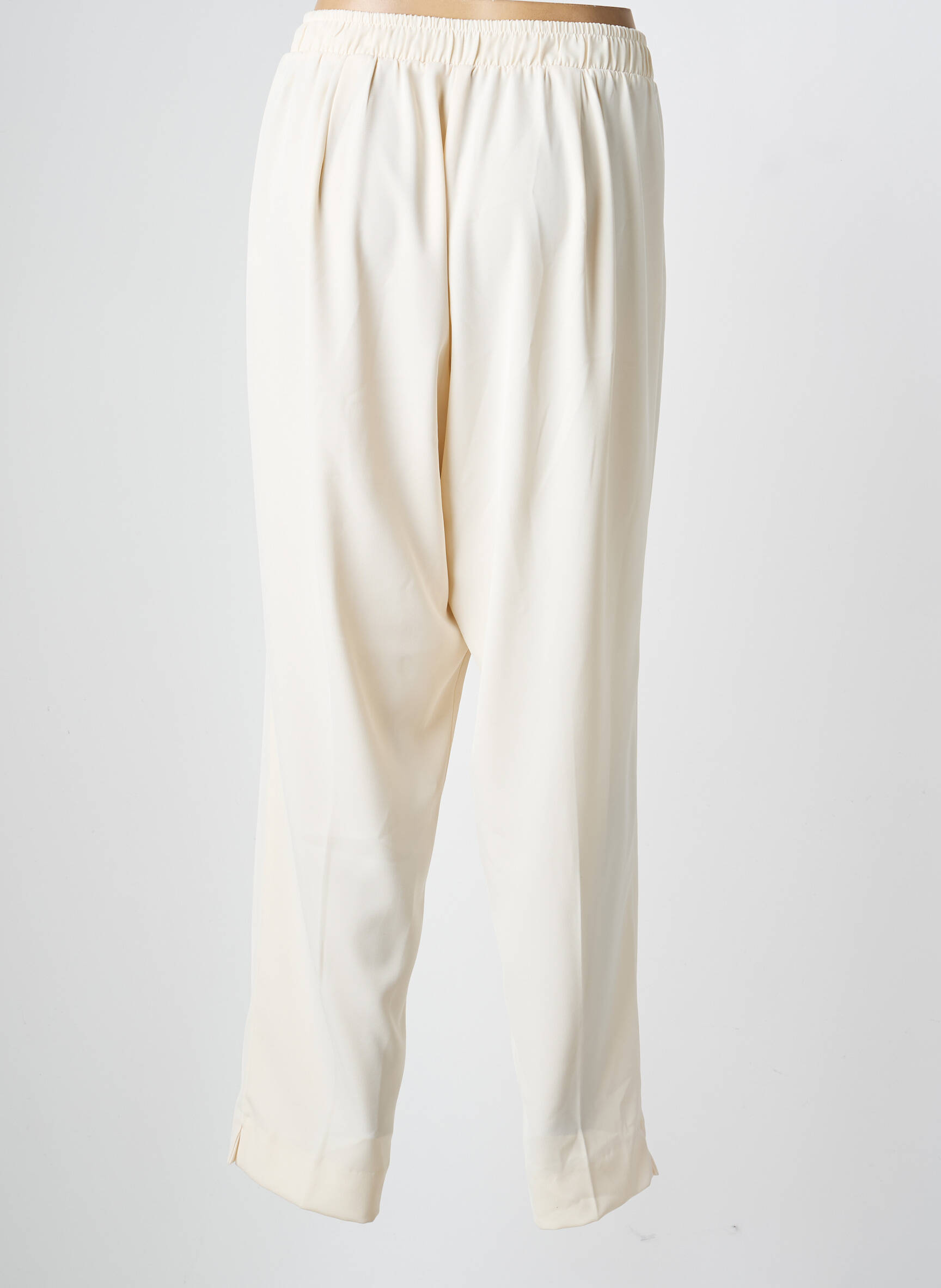 Pantalon drept țesătură crep mărime normală bej MAT. femeie