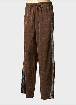 Pantalon drept talie elastică maro SCARLET ROOS femeie