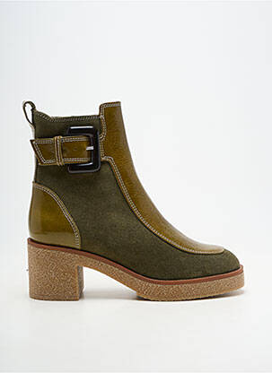 Botine/ghete material neted toc de 4 la 6 cm verde MKD femeie