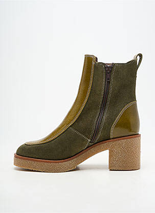 Botine/ghete material neted toc de 4 la 6 cm verde MKD femeie