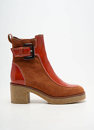 Botine/ghete material neted toc de 4 la 6 cm portocaliu MKD femeie