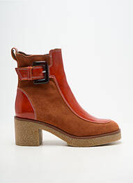 Botine/ghete material neted toc de 4 la 6 cm portocaliu MKD femeie
