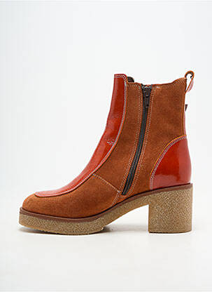 Botine/ghete material neted toc de 4 la 6 cm portocaliu MKD femeie