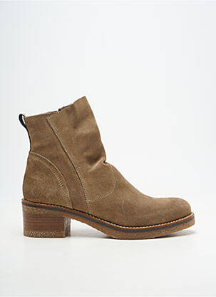 Botine/ghete vârf rotund toc de 4 la 6 cm maro MKD femeie