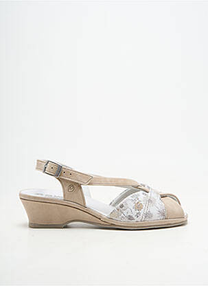 Sandale/pantofi decupați material neted toc de 4 la 6 cm bej SUAVE femeie