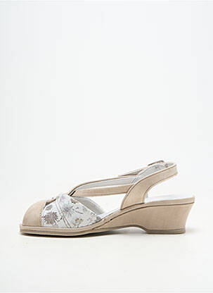 Sandale/pantofi decupați material neted toc de 4 la 6 cm bej SUAVE femeie