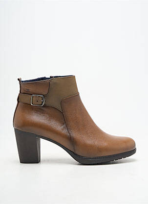 Botine/ghete material neted toc de 7 la 9 cm maro DORKING femeie