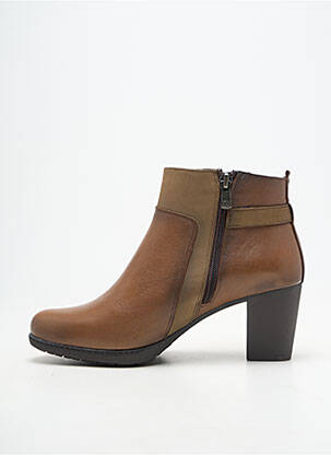 Botine/ghete material neted toc de 7 la 9 cm maro DORKING femeie