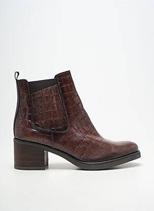 Botine/ghete material neted toc de 4 la 6 cm maro DORKING femeie