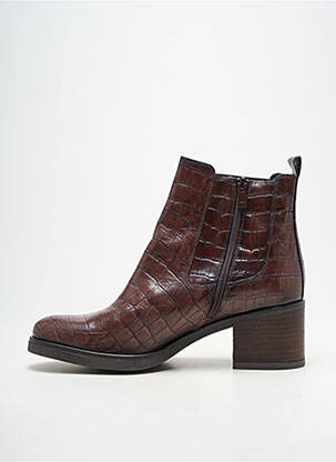 Botine/ghete material neted toc de 4 la 6 cm maro DORKING femeie