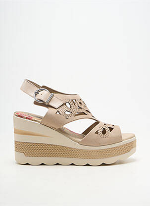 Sandale/pantofi decupați material neted toc de 7 la 9 cm bej DORKING femeie