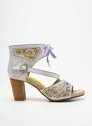 Sandale/pantofi decupați material neted toc de 7 la 9 cm violet LAURA VITA femeie