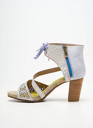 Sandale/pantofi decupați material neted toc de 7 la 9 cm violet LAURA VITA femeie
