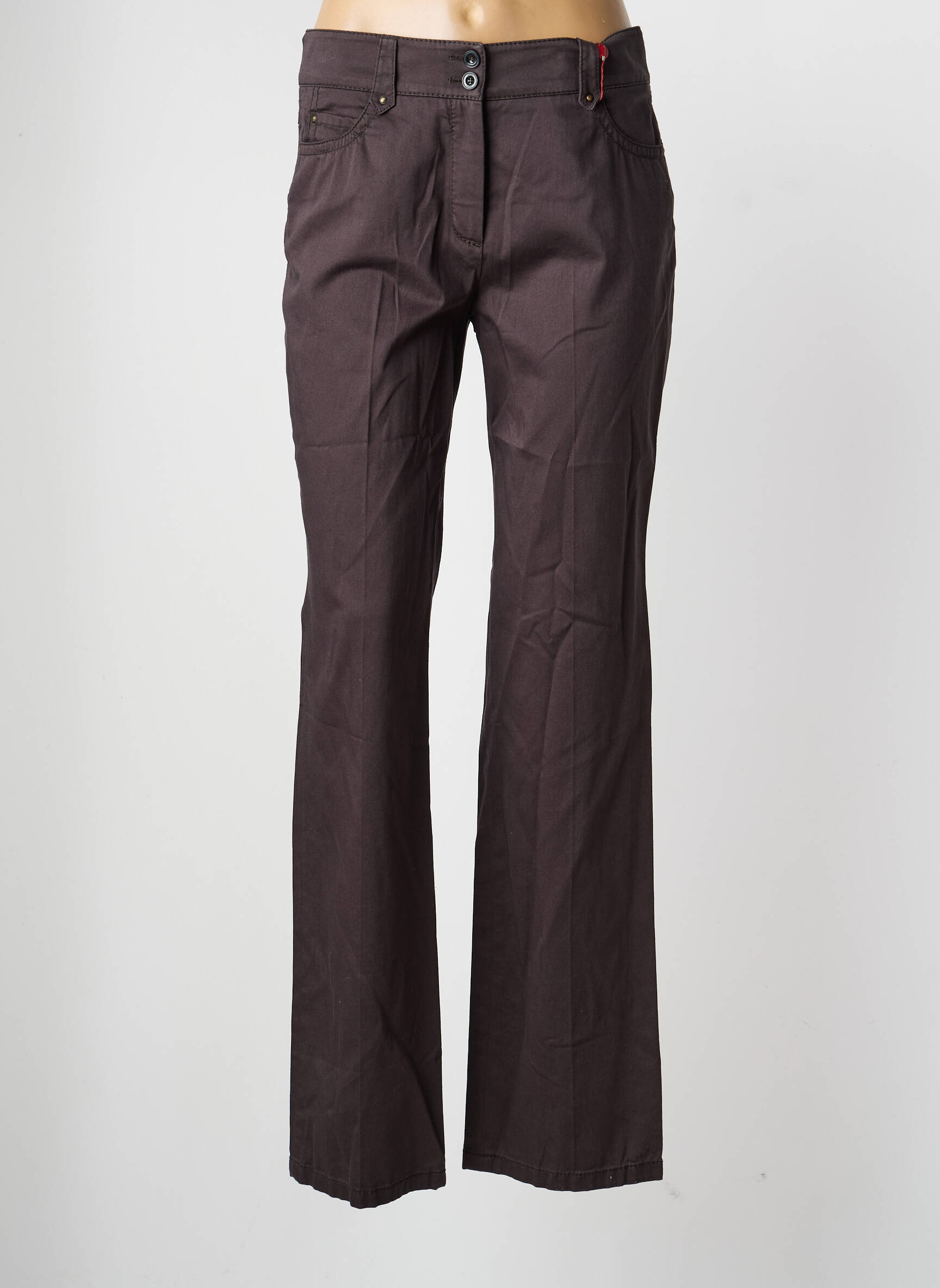 Pantalon drept țesătură poplin mărime normală gri OLSEN femeie