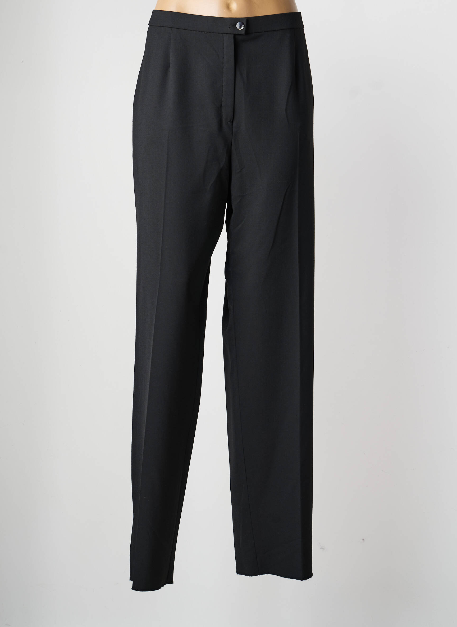 Pantalon drept talie cu cleme mărime normală negru KARTING femeie