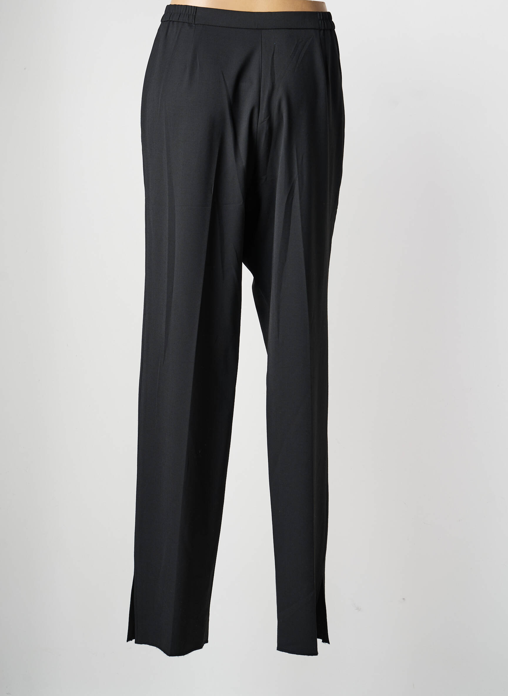 Pantalon drept talie cu cleme mărime normală negru KARTING femeie