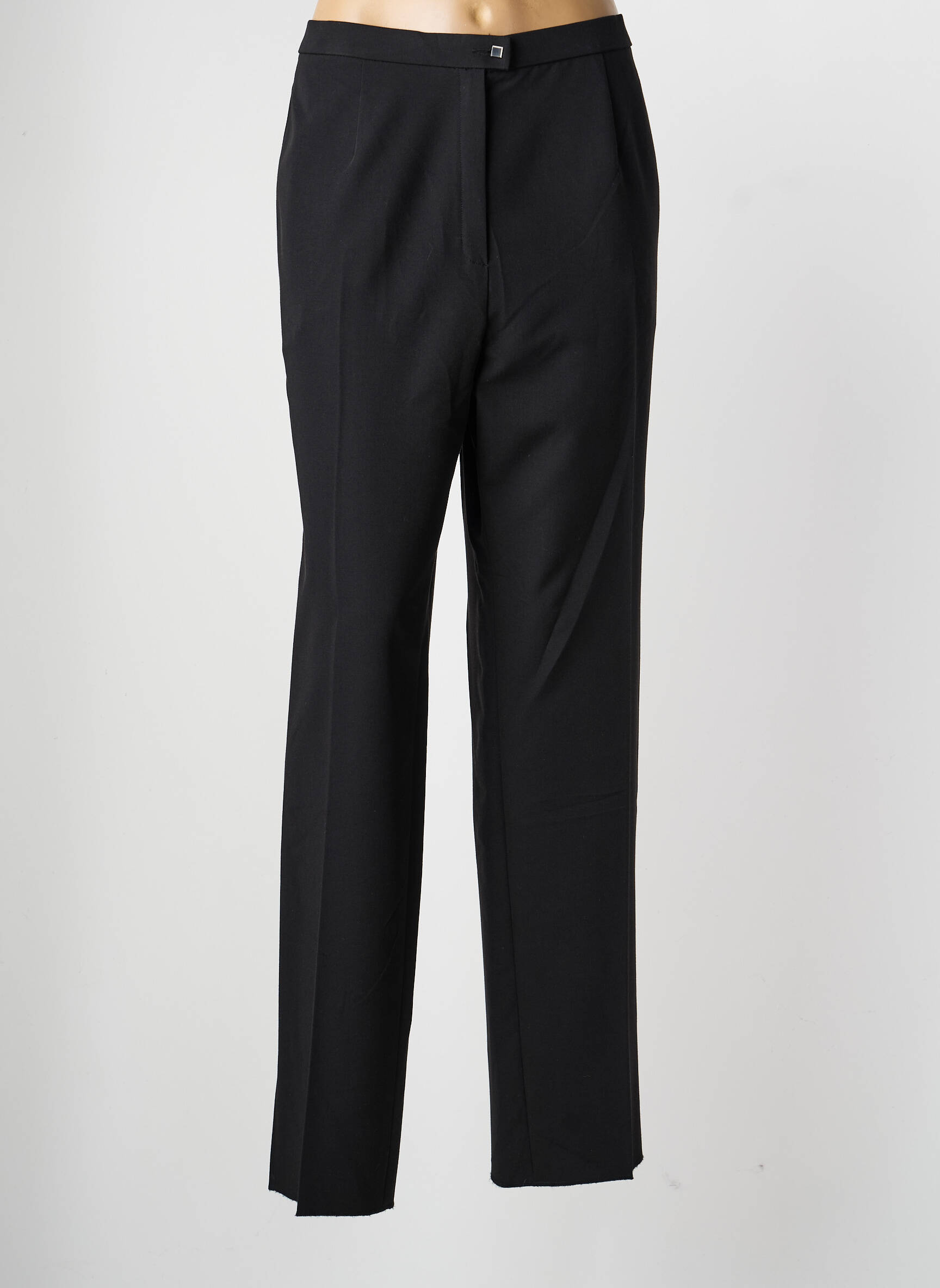 Pantalon drept talie cu cleme mărime normală negru KARTING femeie