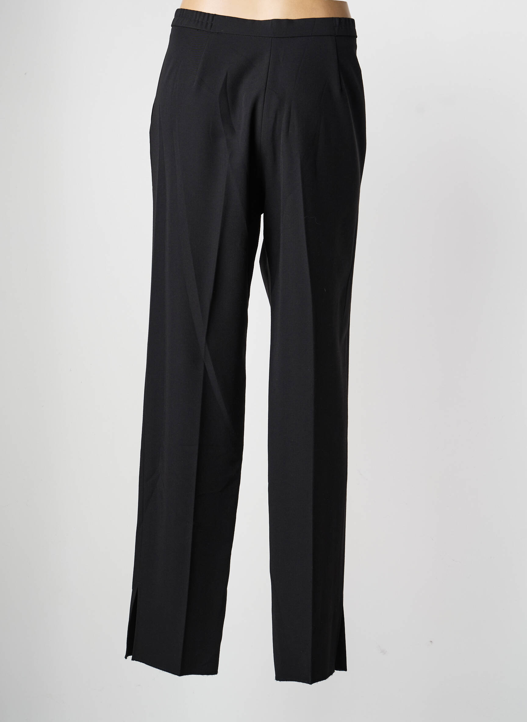 Pantalon drept talie cu cleme mărime normală negru KARTING femeie