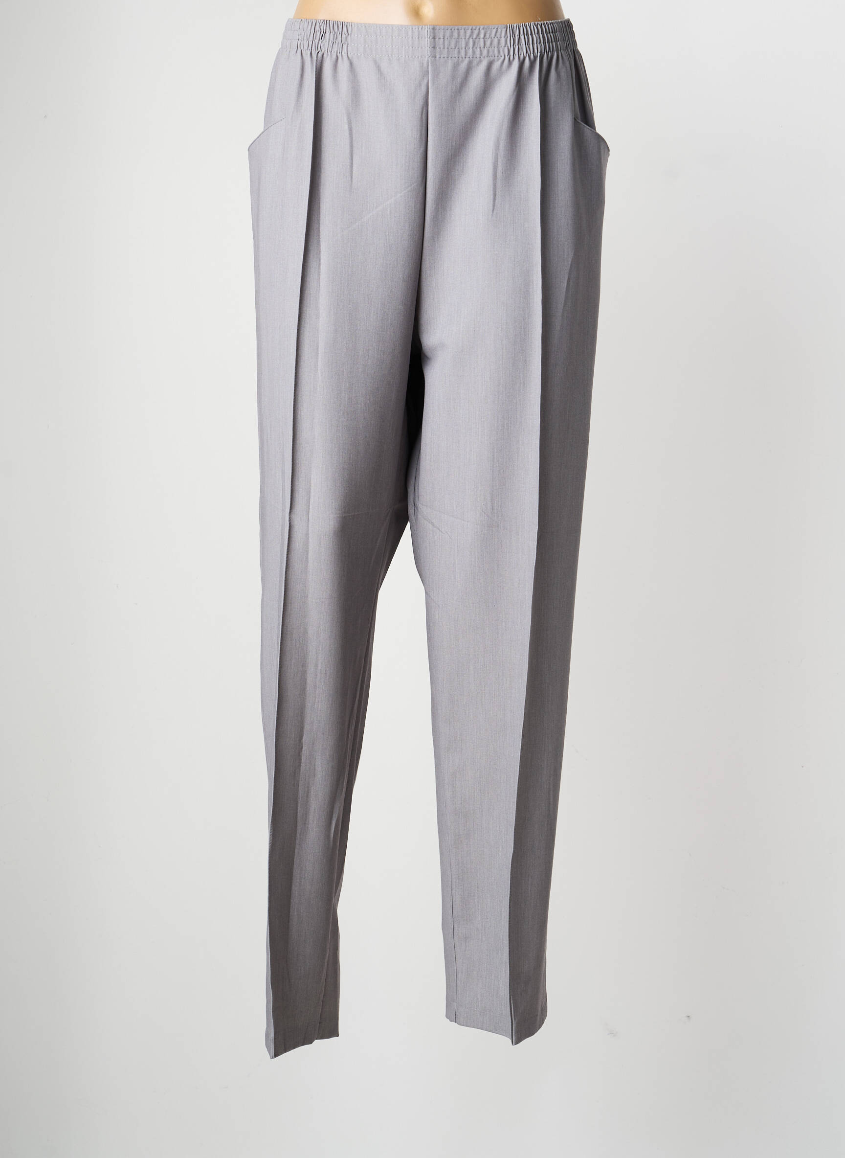 Pantalon drept talie elastică mărime normală gri GRIFFON femeie