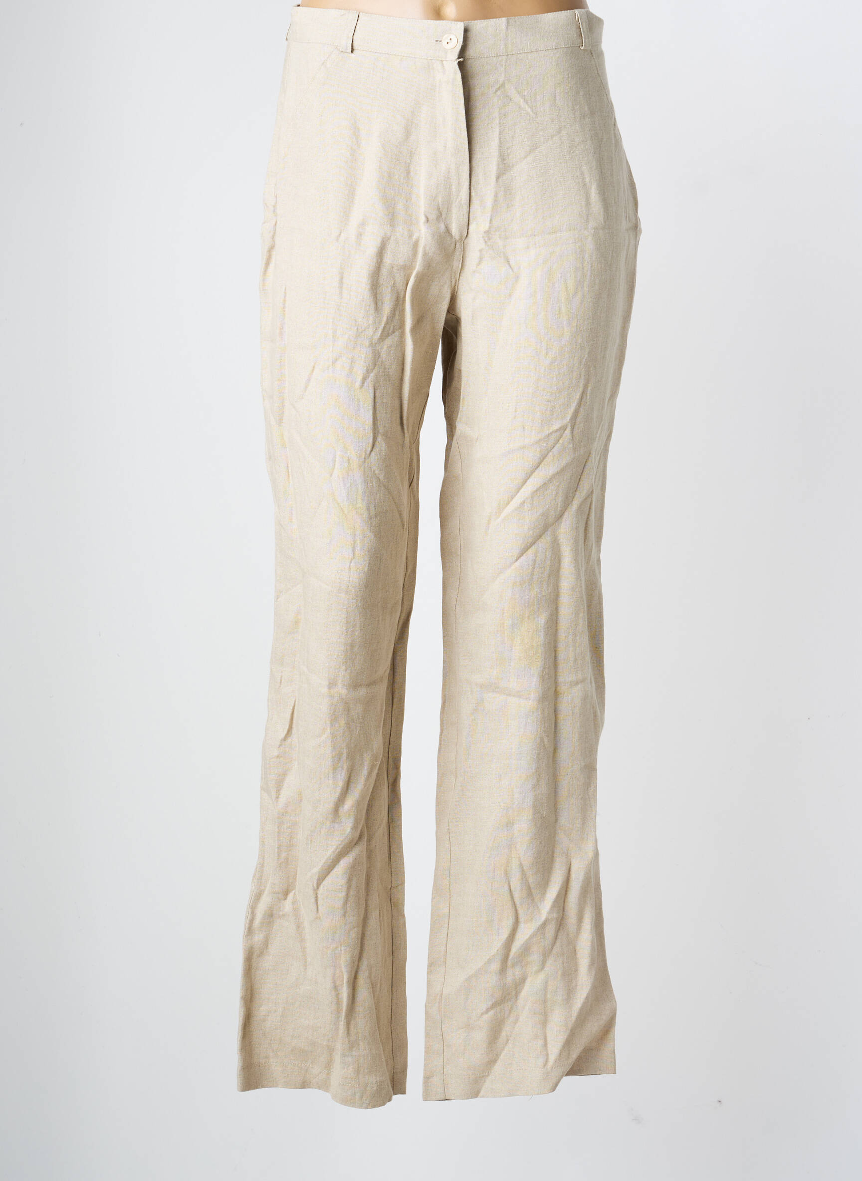 Pantalon drept talie cu cleme mărime normală bej LEWINGER femeie