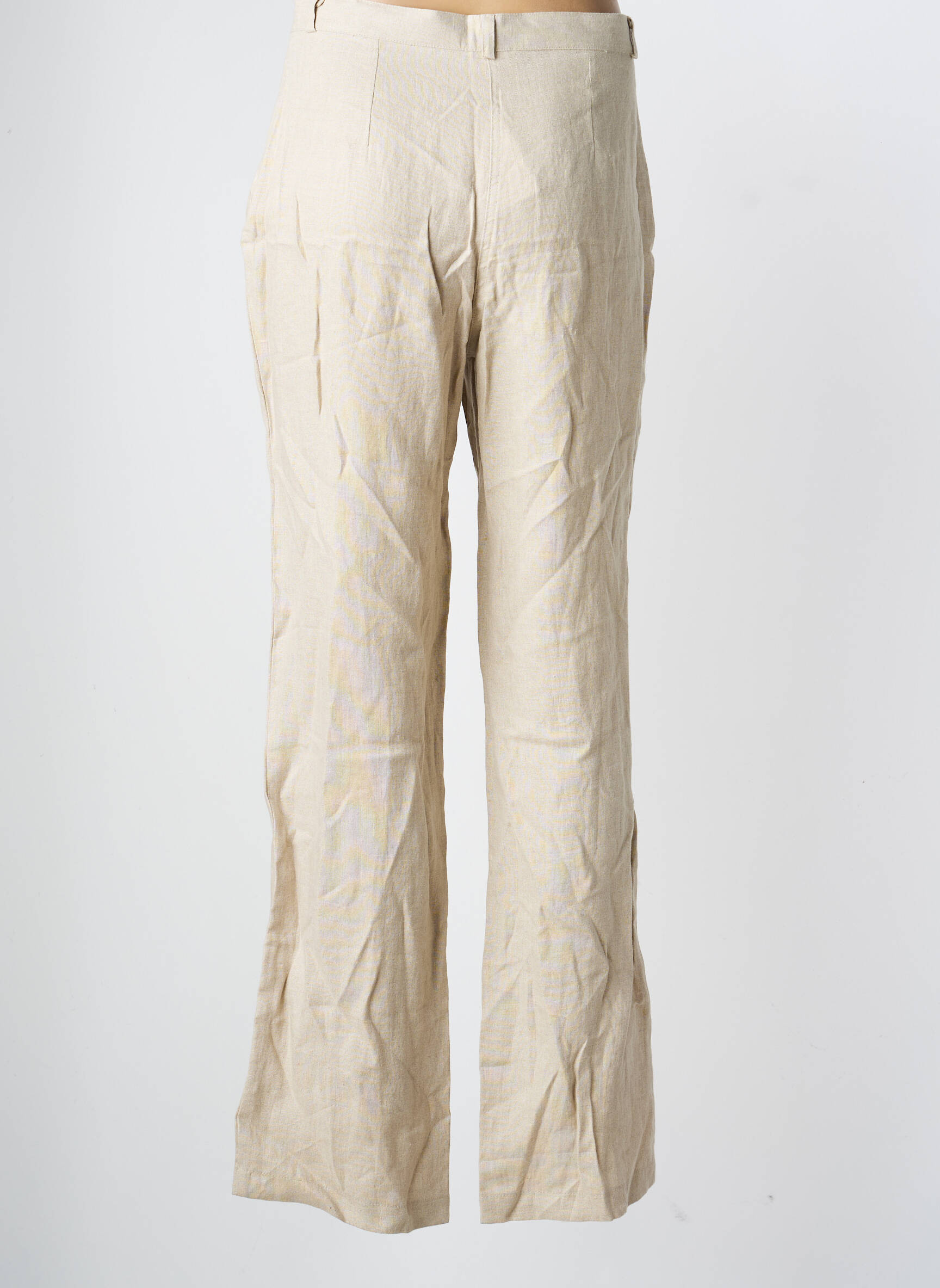 Pantalon drept talie cu cleme mărime normală bej LEWINGER femeie