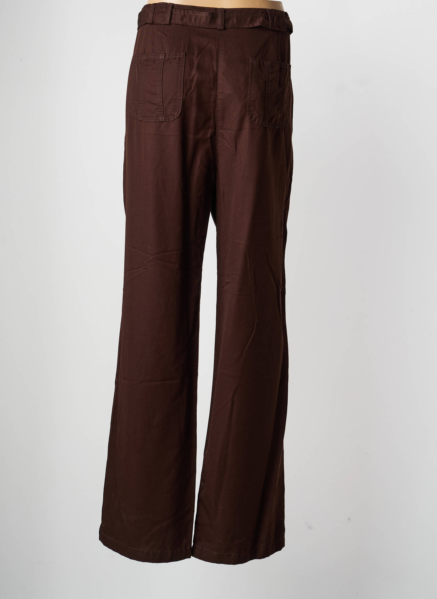 Pantalon drept țesătură poplin mărime normală maro LEWINGER femeie